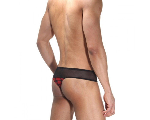 Мужские трусы-тонги с широкой полосой из мелкой сетки