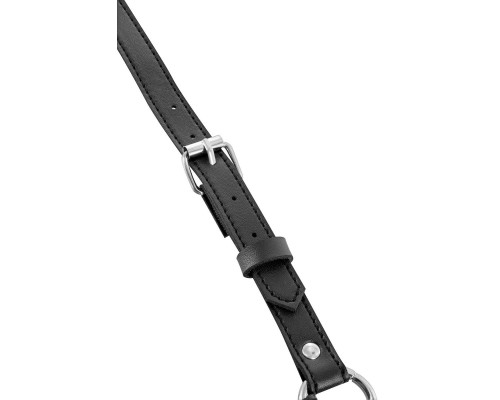 Черная упряжь на тело с шипами на ошейнике