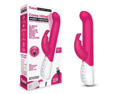 Розовый вибромассажер для G-точки Come hither G-Spot Rabbit - 24,5 см.