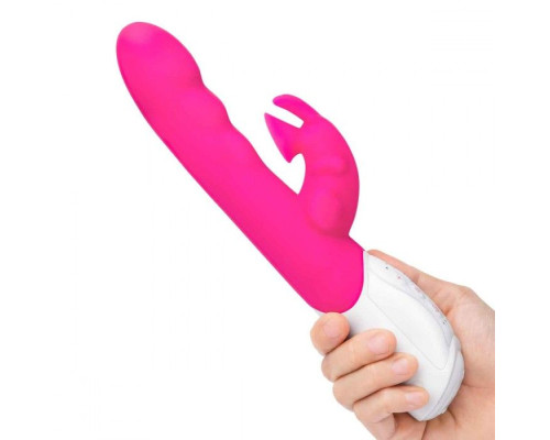 Розовый вибромассажер с клиторальной стимуляцией Clitoral Suction Rabbit - 24,5 см.