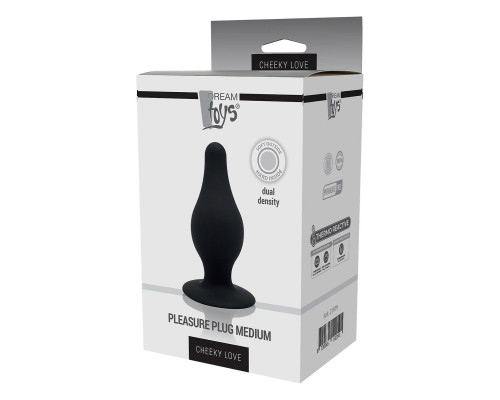 Черный анальный стимулятор DUAL DENSITY PLEASURE PLUG M - 9,3 см.