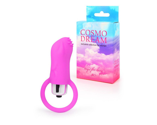 Розовый вибромассажер с рельефной поверхностью и петелькой