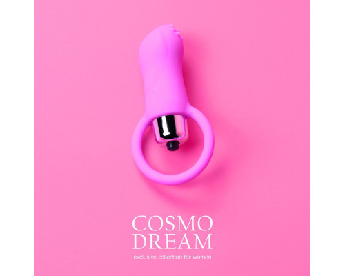 Розовый вибромассажер с рельефной поверхностью и петелькой