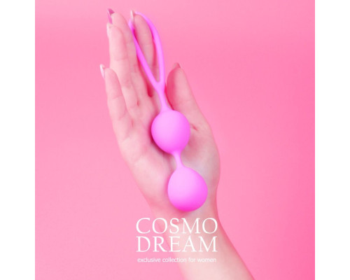 Розовые силиконовые вагинальные шарики с петлей - 17 см.