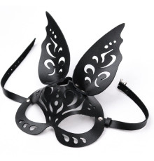 Черная ажурная маска  Зайка  с ушками