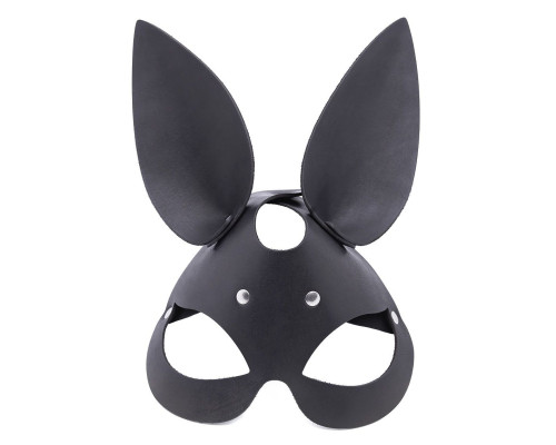 Черная гладкая маска  Зайка  с длинными ушками