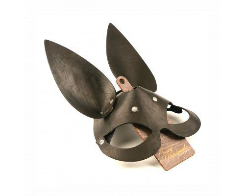 Черная гладкая маска  Зайка  с длинными ушками