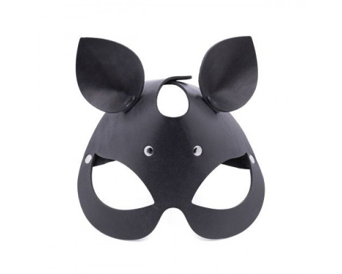 Черная кожаная маска  Кошка  с маленькими ушками