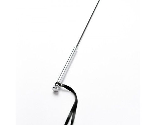 Черный кожаный стек с гладкой ручкой - 55 см.