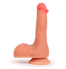 Телесный фаллоимитатор на подошве-присоске - 21 см.