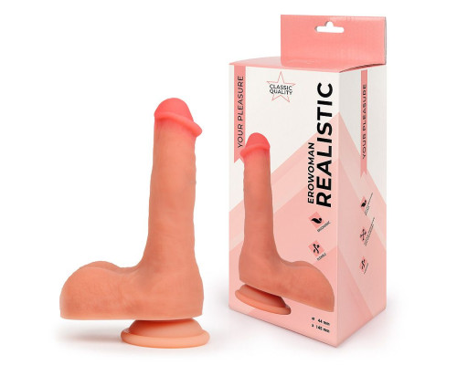 Телесный фаллоимитатор на подошве-присоске - 21 см.