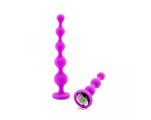 Набор из 2 лиловых анальных цепочек с кристаллами в основании