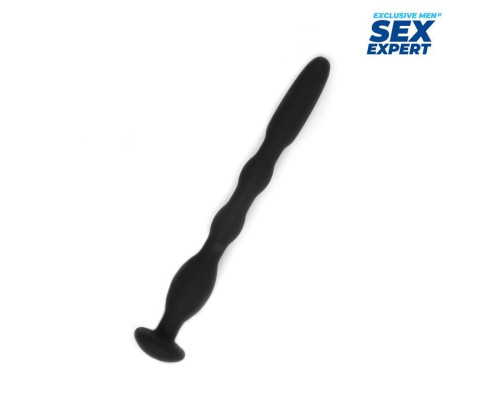 Черный силиконовый уретральный стимулятор - 10 см.