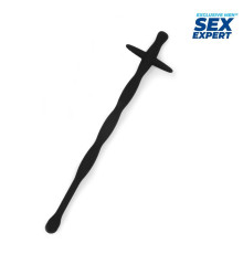 Черный силиконовый уретральный стимулятор - 15 см.