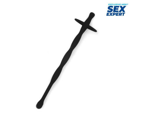 Черный силиконовый уретральный стимулятор - 15 см.