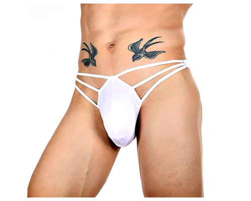 Белые сексуальные трусы-стринги на тонких бретелях