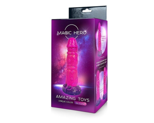 Розовый рельефный фантазийный фаллоимитатор - 20 см.