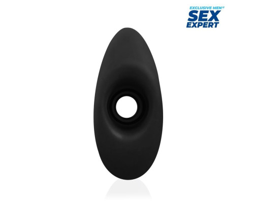 Черный рельефный анальный стимулятор-тоннель - 11 см.