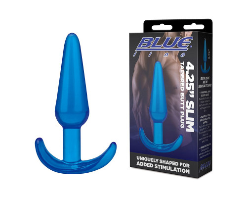 Голубая анальная пробка Slim Tapered Butt Plug - 10,8 см.