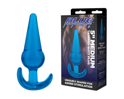 Голубая анальная пробка конической формы Medium Tapered Butt Plug - 12,7 см.