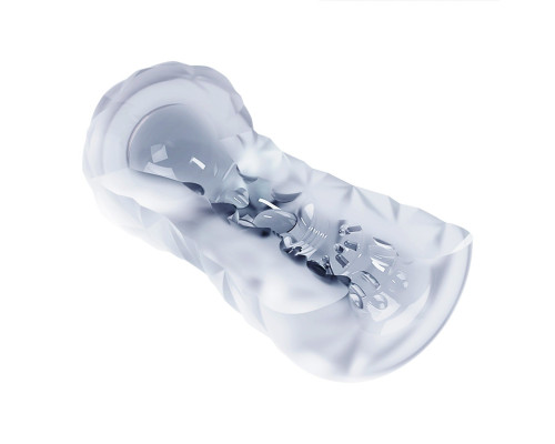 Прозрачный эластичный мастурбатор с лиловым шариком