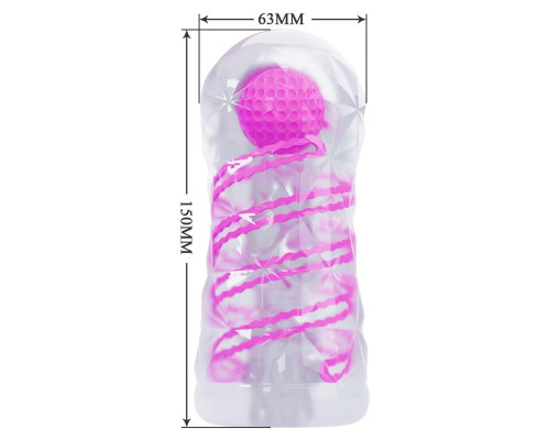 Прозрачный эластичный мастурбатор с лиловым шариком