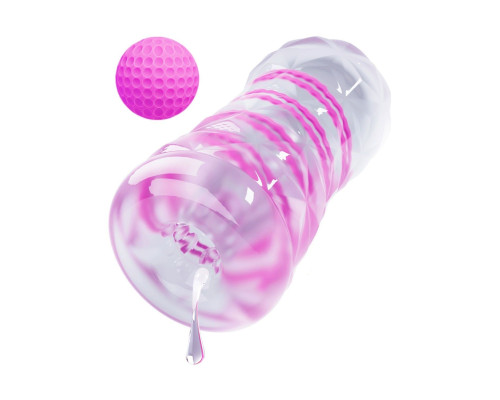 Прозрачный эластичный мастурбатор с лиловым шариком