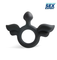 Черное эрекционное кольцо с крылышками