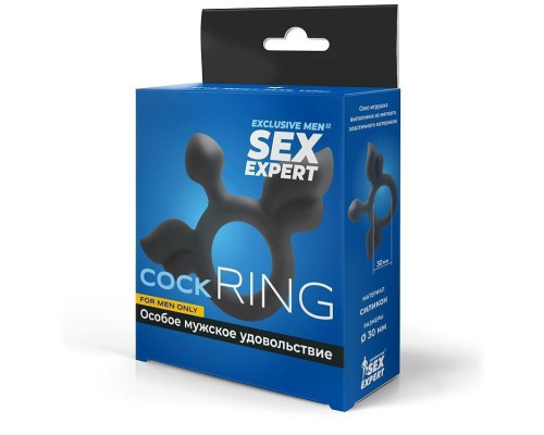 Черное эрекционное кольцо с крылышками