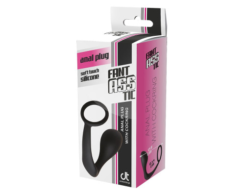 Черное эрекционное кольцо с анальной пробкой Anal Plug With Cockring