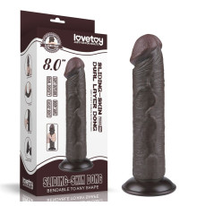 Коричневый фаллоимитатор 8 Sliding Skin Dual Layer Dong - 20 см.