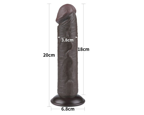 Коричневый фаллоимитатор 8 Sliding Skin Dual Layer Dong - 20 см.