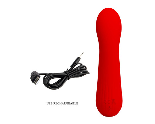 Красный гнущийся вибратор Faun - 15 см.