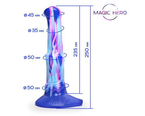 Сине-голубой фантазийный фаллоимитатор - 25 см.