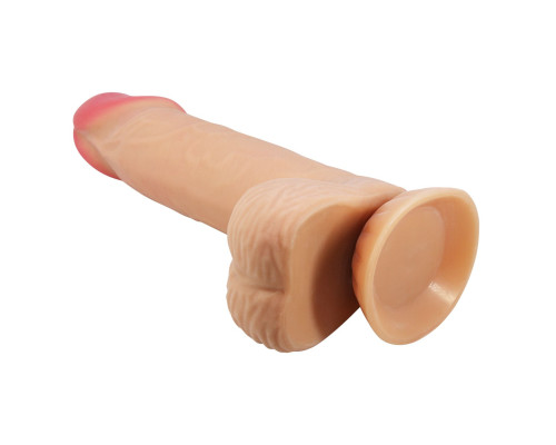Телесный фаллоимитатор с эффектом скользящей кожи - 20,6 см.