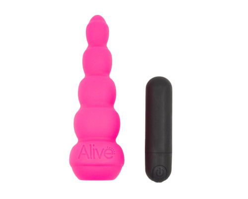 Розовая анальная ёлочка с вибропулей Lance Pro - 13,8 см.