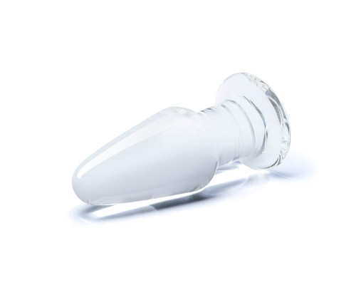 Гладкая стеклянная анальная пробка - 9 см.