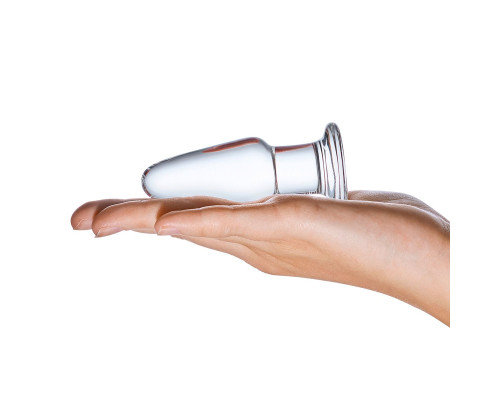 Гладкая стеклянная анальная пробка - 9 см.