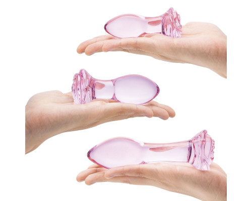 Набор из 3 стеклянных анальных пробок Rosebud Butt Plug Set