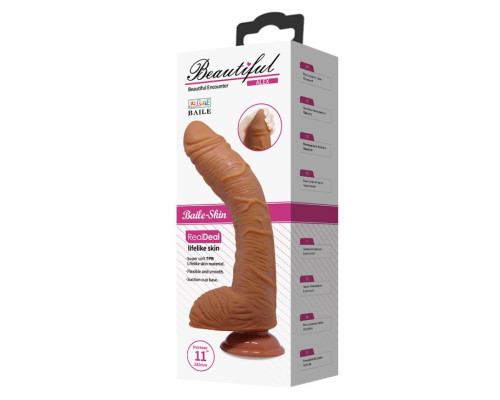 Коричневый фаллоимитатор на присоске Alex - 28,2 см.