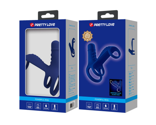 Синяя вибронасадка на пенис Vibrating Penis Sling