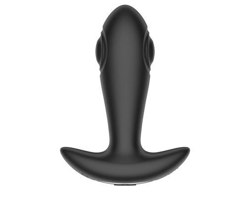 Черный массажер простаты с вибрацией, эффектом маятника и пультом ДУ