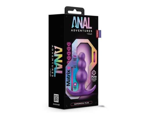 Фиолетовая анальная пробка The Supernova Plug - 7,6 см.