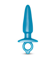 Голубая анальная пробка с кольцом Sleek Tapered Silicone Plug - 15 см.