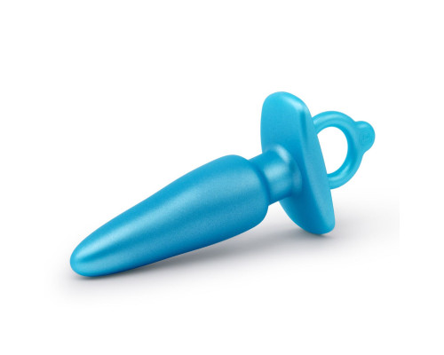Голубая анальная пробка с кольцом Sleek Tapered Silicone Plug - 15 см.
