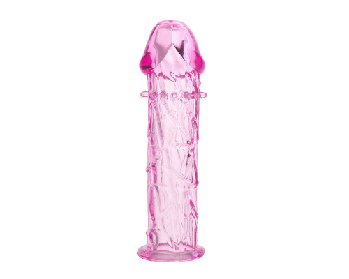 Розовая насадка фаллической формы - 12,5 см.