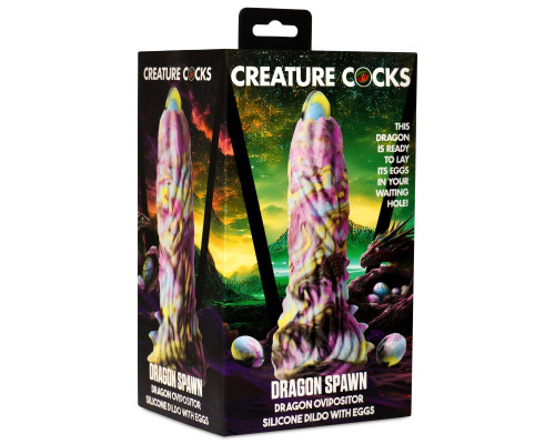 Фантазийный фаллоимитатор Dragon Spawn Dragon Ovipositor Silicone Dildo with Eggs - 18,5 см.
