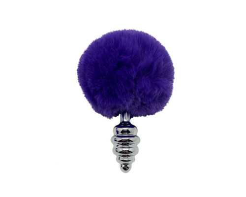 Анальная пробка Metal Anal Fluffly Twist Plug S с фиолетовым хвостиком