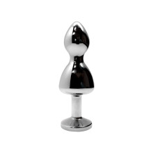 Серебристая анальная пробка Lollypop Double Ball S - 8,5 см.