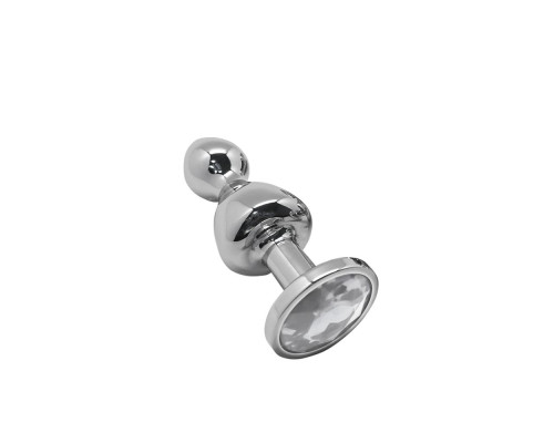 Серебристая анальная пробка Lollypop Double Ball S - 8,5 см.